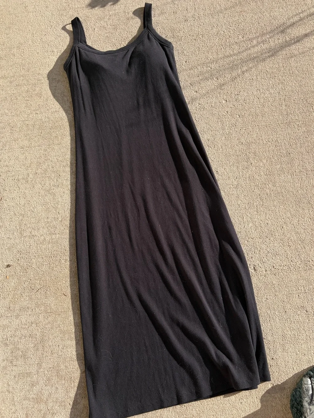 Abercrombie and Fitch black bra free essential 90s rib dress maxi dress stretchy